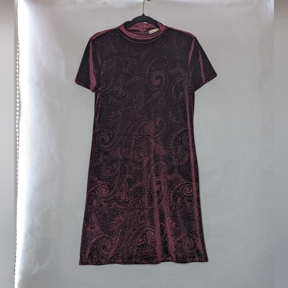 Philosophy Dress Maroon Velvet Paisley